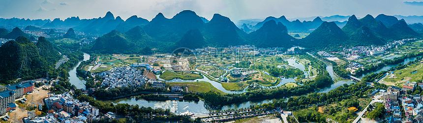 桂林桃花湾旅游项目建设中全景航拍图片