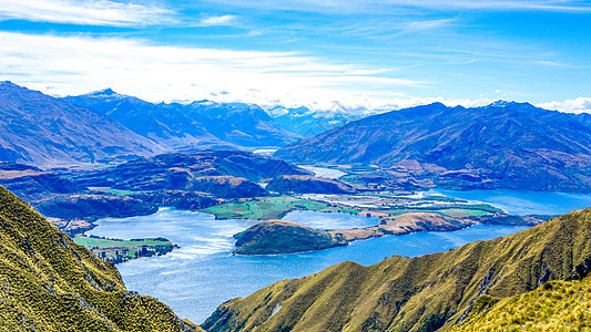 新西兰罗伊峰山顶俯瞰风景背景图片