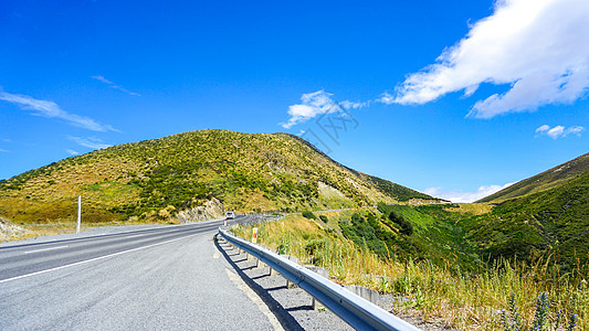 高山公路蓝天白云下的山路风光背景