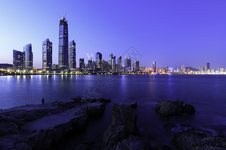 青岛夜景青岛城市夜景背景