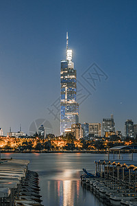 城市湖畔南京玄武湖畔夜景背景