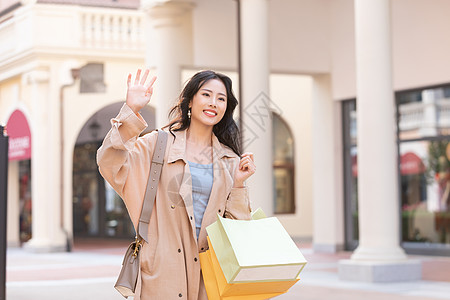 女性购物打招呼图片