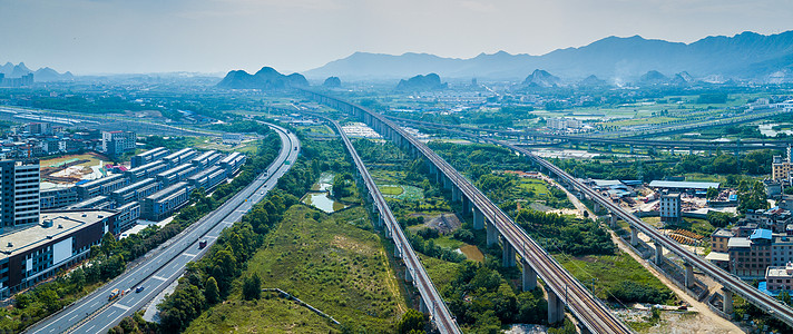 延伸公路全景铁轨铁路高速公路交通运输延伸远方背景