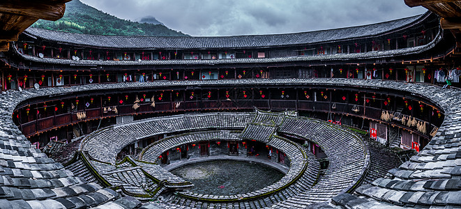 福建土楼宣传单中国著名土楼背景