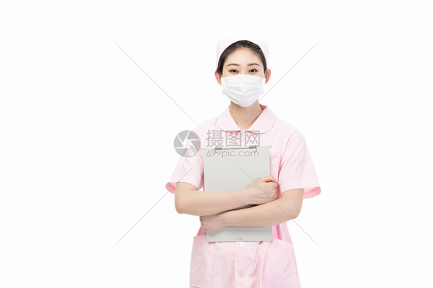 戴口罩拿文件夹的女护士图片