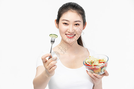 女性健康饮食吃沙拉图片