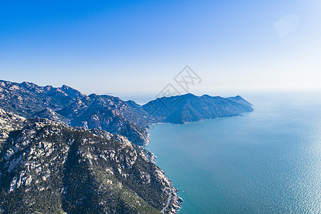 航拍海岸线航拍青岛崂山5A级国家风景名胜区背景