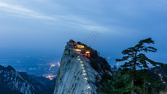 华山山顶夜景图片
