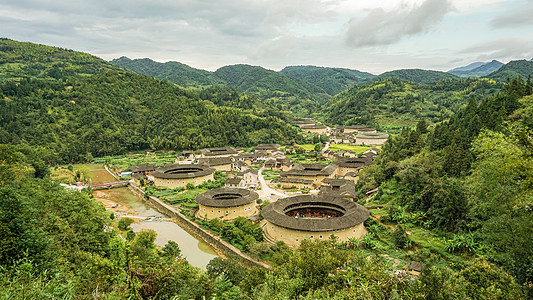 北斗七星福建南靖永定土楼背景