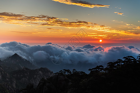 黄山日落安徽黄山背景