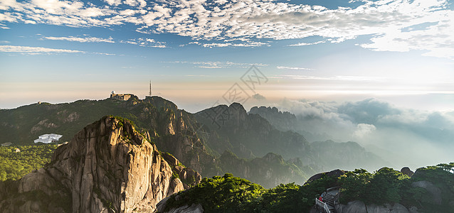 黄山全景黄山奇石背景