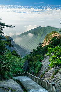 安徽黄山登山路高清图片