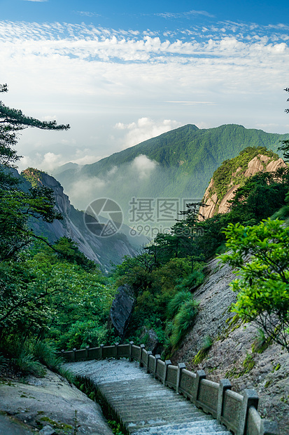 安徽黄山登山路图片