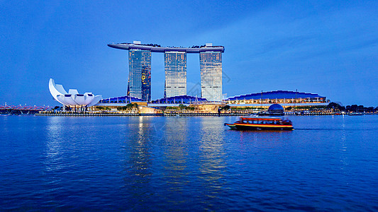 海洋科技馆新加坡金沙酒店的傍晚时刻背景