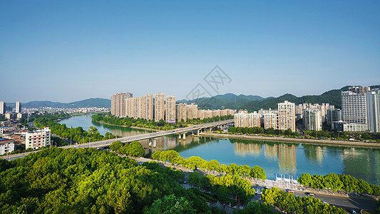 浏阳文庙航拍湖南浏阳河背景