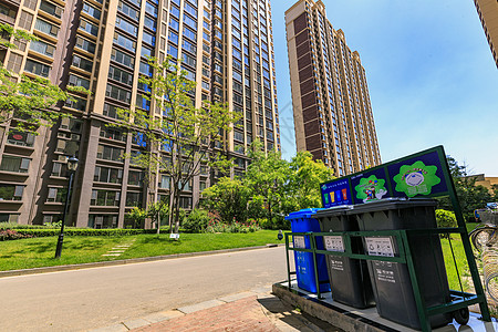 小区垃圾桶上海小区垃圾分类背景