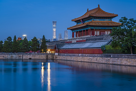 北京夜景北京的古今碰撞背景