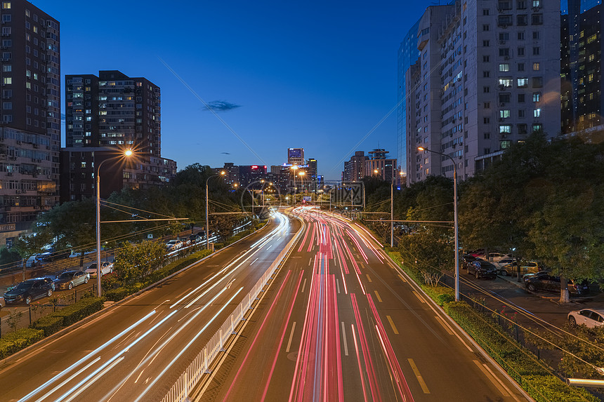 夜景北京安定门外大街交通图片