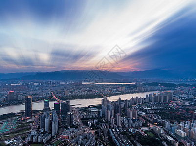 福建城市夕阳下的福州闽江岸背景