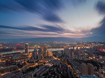 福州金牛山夕阳下的福州闽江岸背景