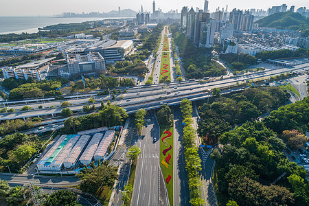 深圳科技园深圳福田区竹子林深南大道航拍背景