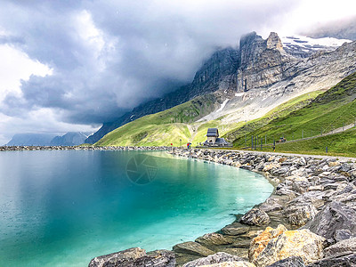 瑞士湖边风光高清图片