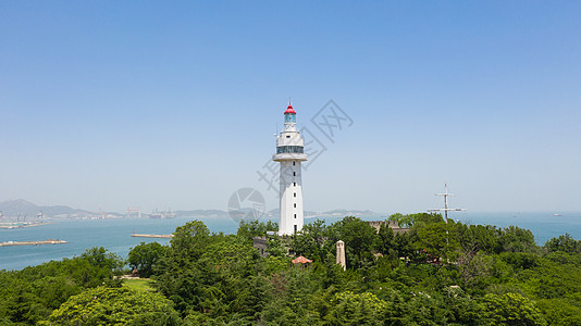 城市小清新烟台山风光航拍背景