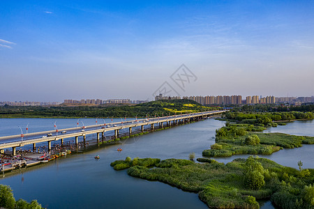 航拍正定自贸区湿地图片素材