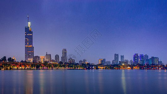 南京玄武湖天际线夜景图片