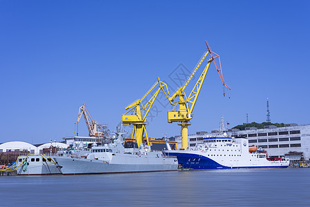 海边港口造船厂背景