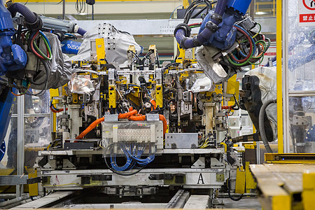 汽车焊接车间机器人背景图片