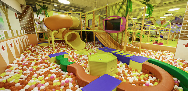 儿童室内泡泡球滑梯游乐场场景图图片