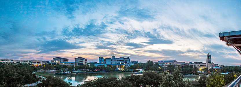 校园全景中国民航大学千禧湖全景背景