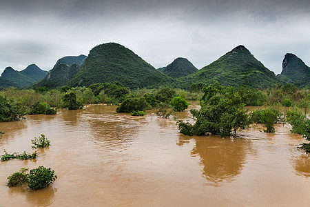 暴雨洪水淹没农田背景图片