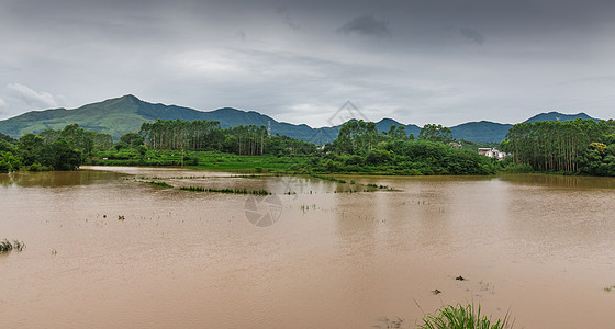 暴雨洪水淹没农田高清图片