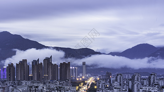 城市与山福州旗山与城市背景