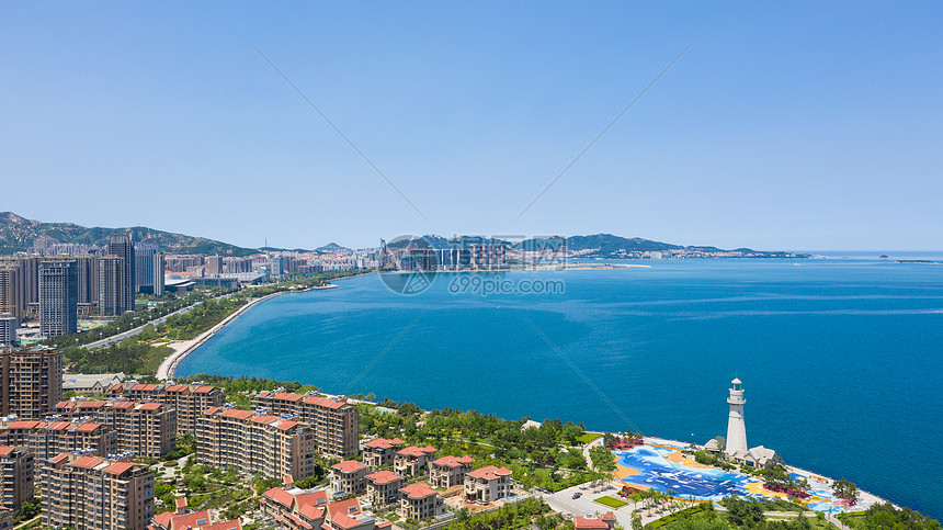威海城市海边风光航拍