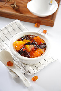 桃胶红枣炖木瓜美食背景图片