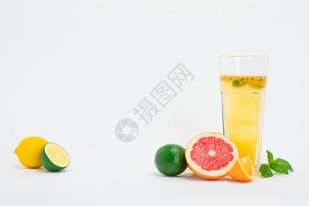 夏日百香果果汁图片