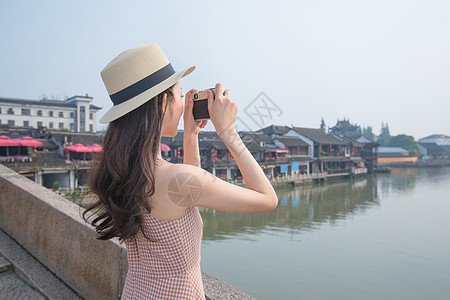 小清新美女可爱美女旅行拍照背景