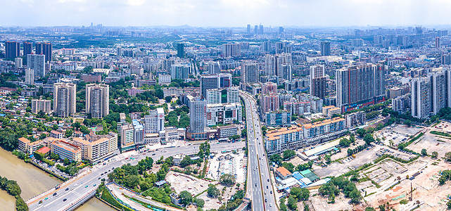 航拍广州海珠区城市建筑全景图图片