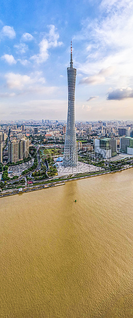 航拍竖拍竖屏广州塔小蛮腰珠江风景图片