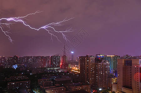 城市阴天暴风雨前夕的闪电背景