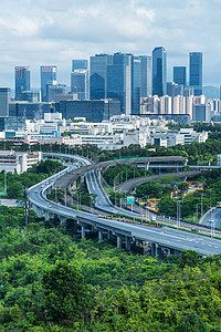 生态发展深圳南山区建筑群交通背景