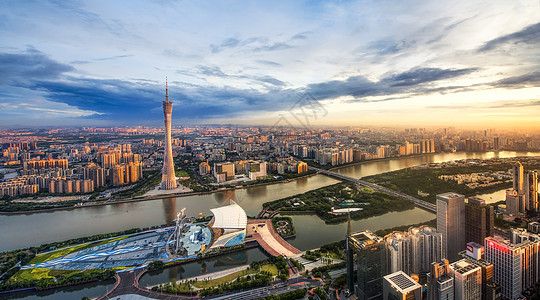 现代写字楼广州cbd小蛮腰黄昏背景