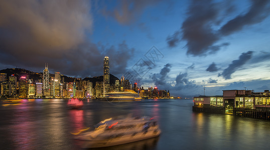 香港码头香港维多利亚港夜景背景