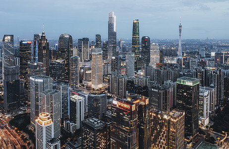 珠江新城夜景广州CBD航拍背景