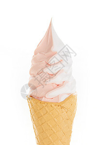 草莓奶油双色甜筒冰淇淋背景图片