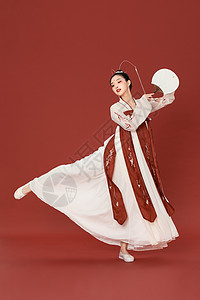 中国美女汉服古风美女跳古典舞背景