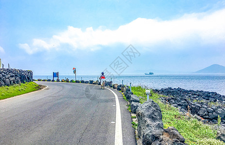 海边马路韩国海岛骑行背景